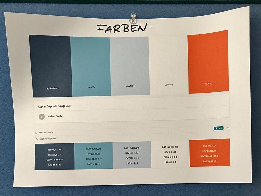 Großansicht Farbpalette – am Anfang stand erst mal die Abstimmung möglicher Farben 