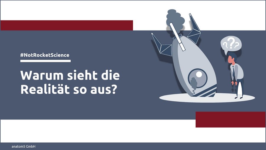 Großansicht Folie des Vortrags beim Rheinwerkverlag Not Rocket Science sagen sie, aber die Realität sieht anders aus