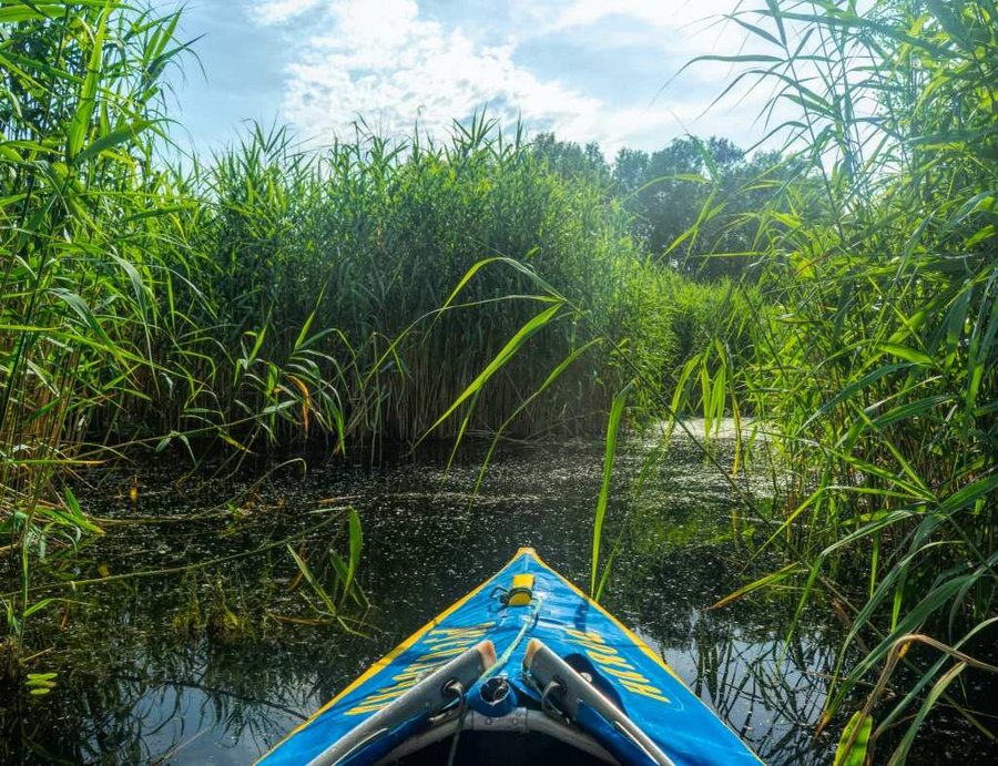 Seelandschaft aus der Kajak-Perspektive – Nettetal die Seenstadt am Niederrhein