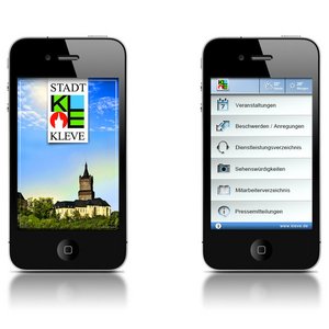 Screenshot 1: Web-App der Stadt Kleve – Kleve to go – auf einem Smartphone.