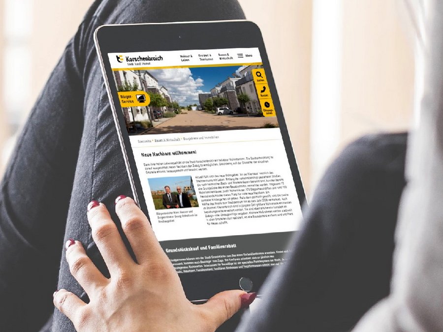 beispiel barrierefreies webdesign stadt korschenbroich tablet portraitmodus