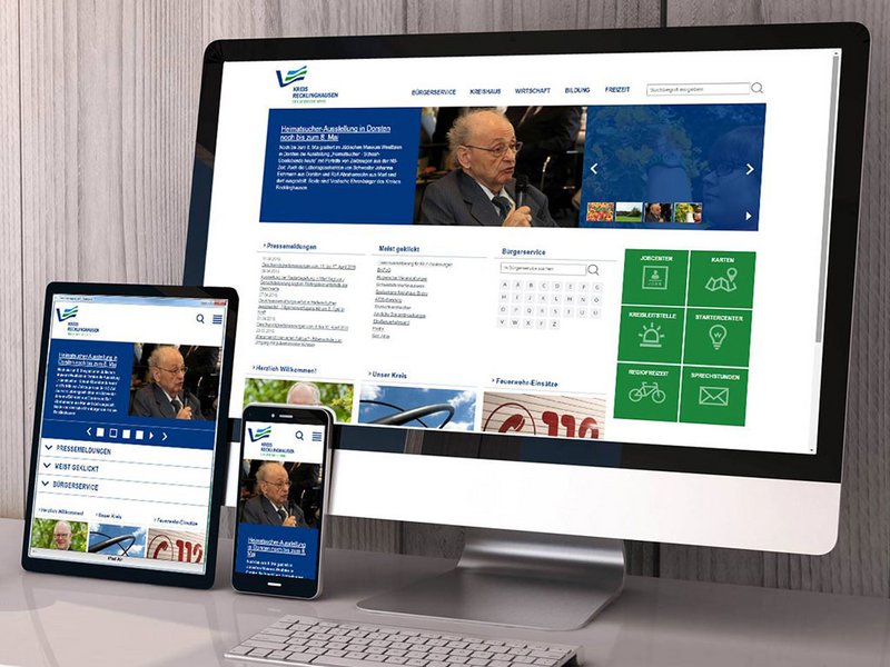 1. Beispielbild-Screenshots barrierefreies Internet Responsive Auftritt Kreis Recklinghausen