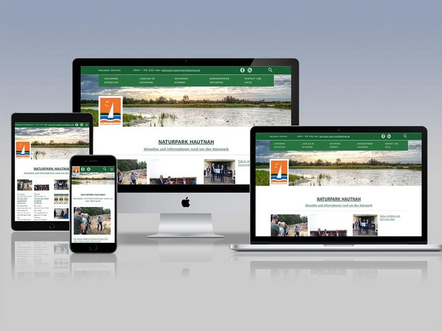 Großansicht Screenshots Website Naturpark Dümmer in verschiedenen Endgeräten