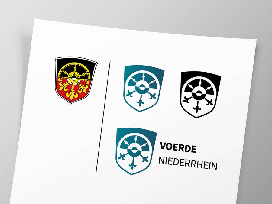 Da neue Logo der Stadt Voerde auf Basis des Original-Hoheitszeichen, modern und neu interpretiert