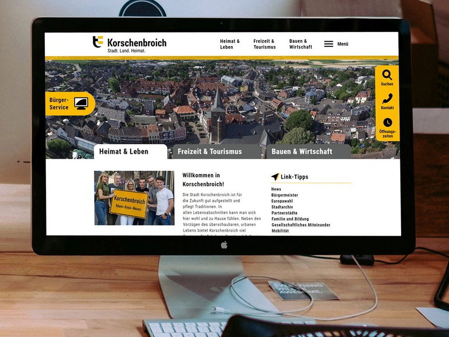 Beispiel barrierefreies webdesign stadt korschenbroich desktopansicht
