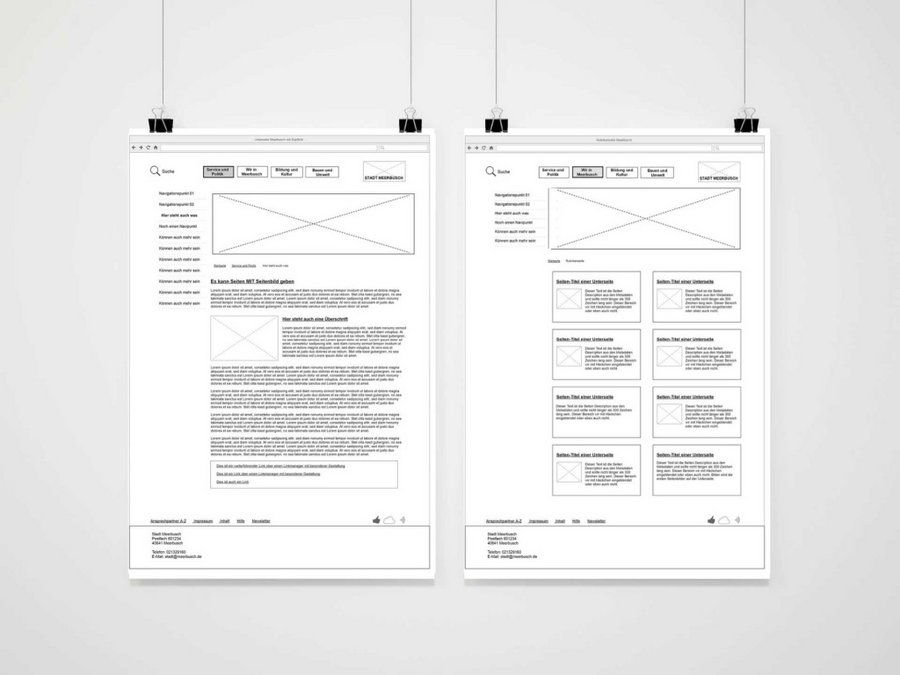 Wireframes für die Anwendung auf dem Smartphone.