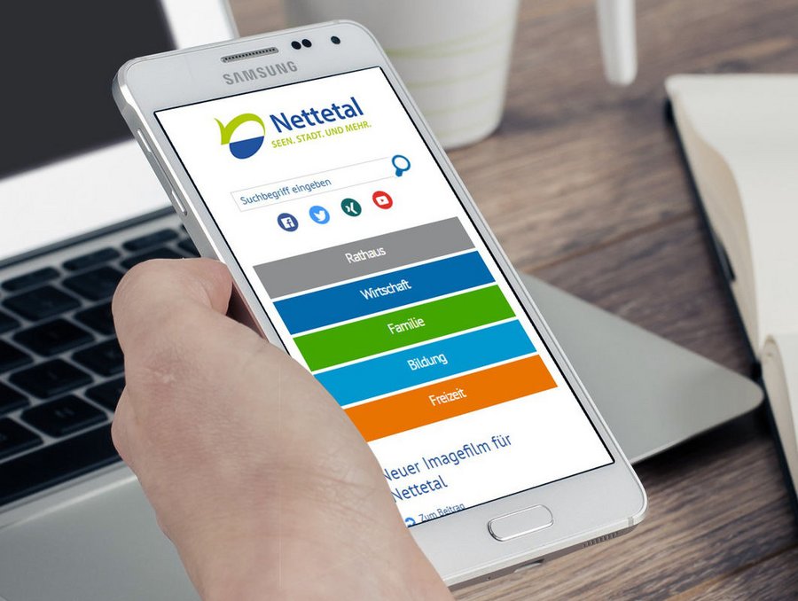 Smartphone-Ansicht der Nettetal Webseite