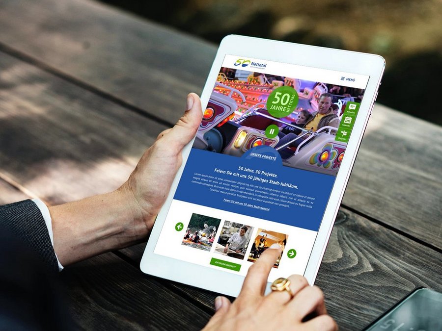 Großansicht Startseite Projektwebsite zum 50-jährigen Jubiläum der Stadt Nettetal