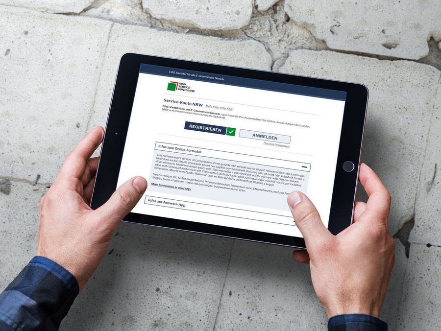 Servicekonto NRW Anwendung auf Tablet, responsive und barrierefrei