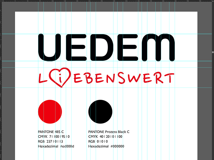 Das neue Logo der Gemeinde Uedem mit Farbtafel